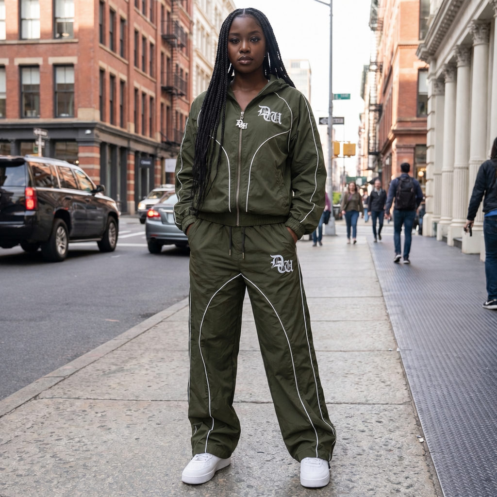 Essential Windbreaker Tracksuit Olive Green