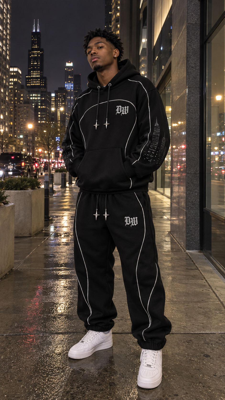 Midnight Chrome Gothic Fleece Sweatsuit
