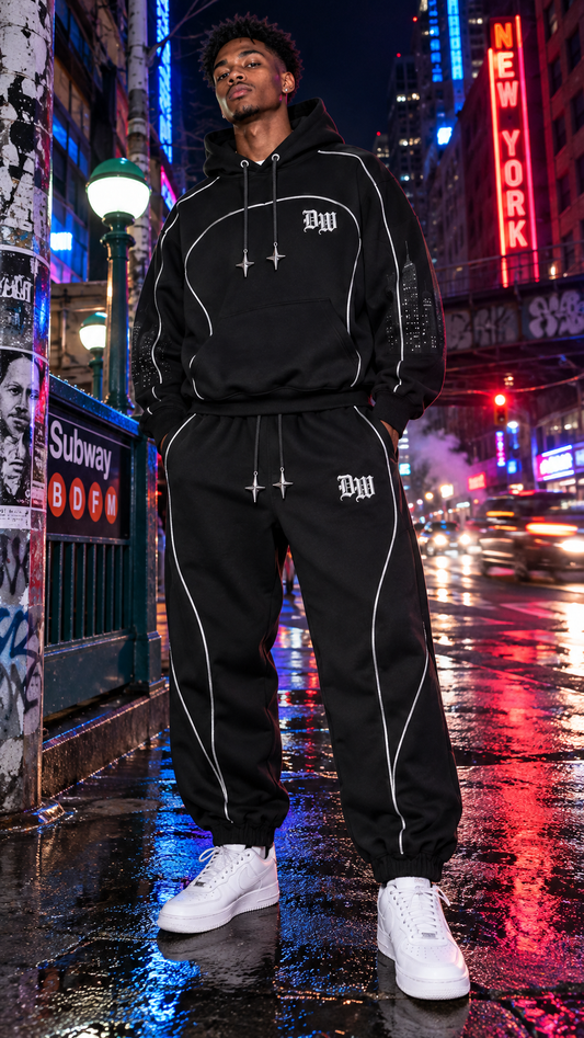 Midnight Chrome Gothic Fleece Sweatsuit